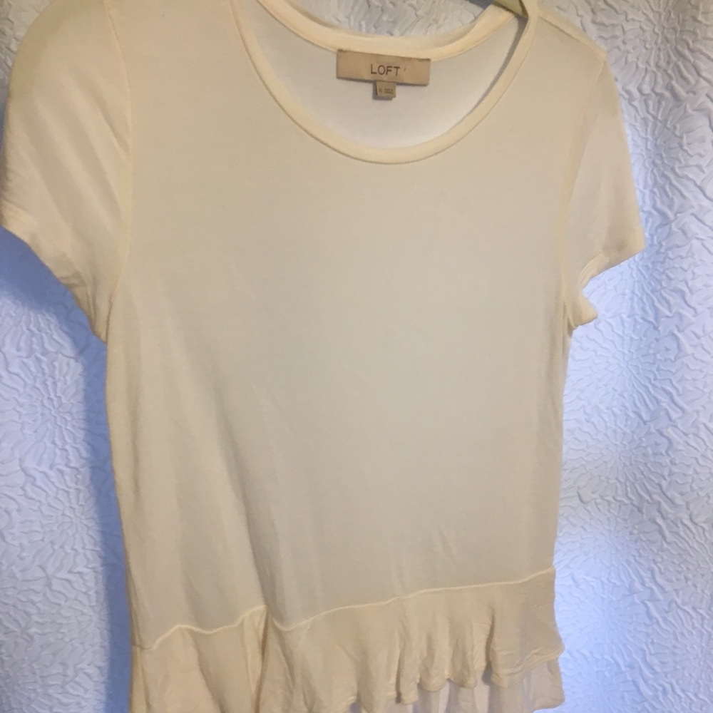 LOFT Soft White Short Sleeve Top
